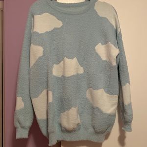 Cloud Print Eyelash Sweater